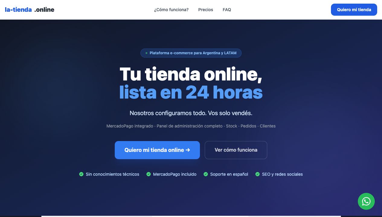 Vista de la home de la-tienda.online